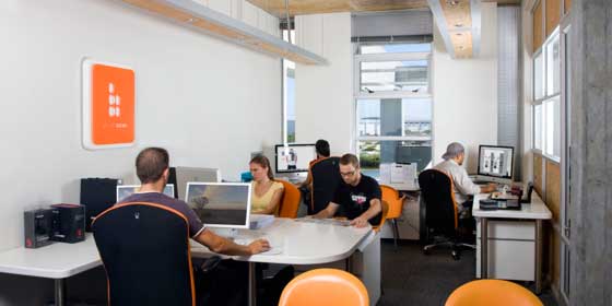 bright brown office
