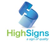 bright brown design high signs logo